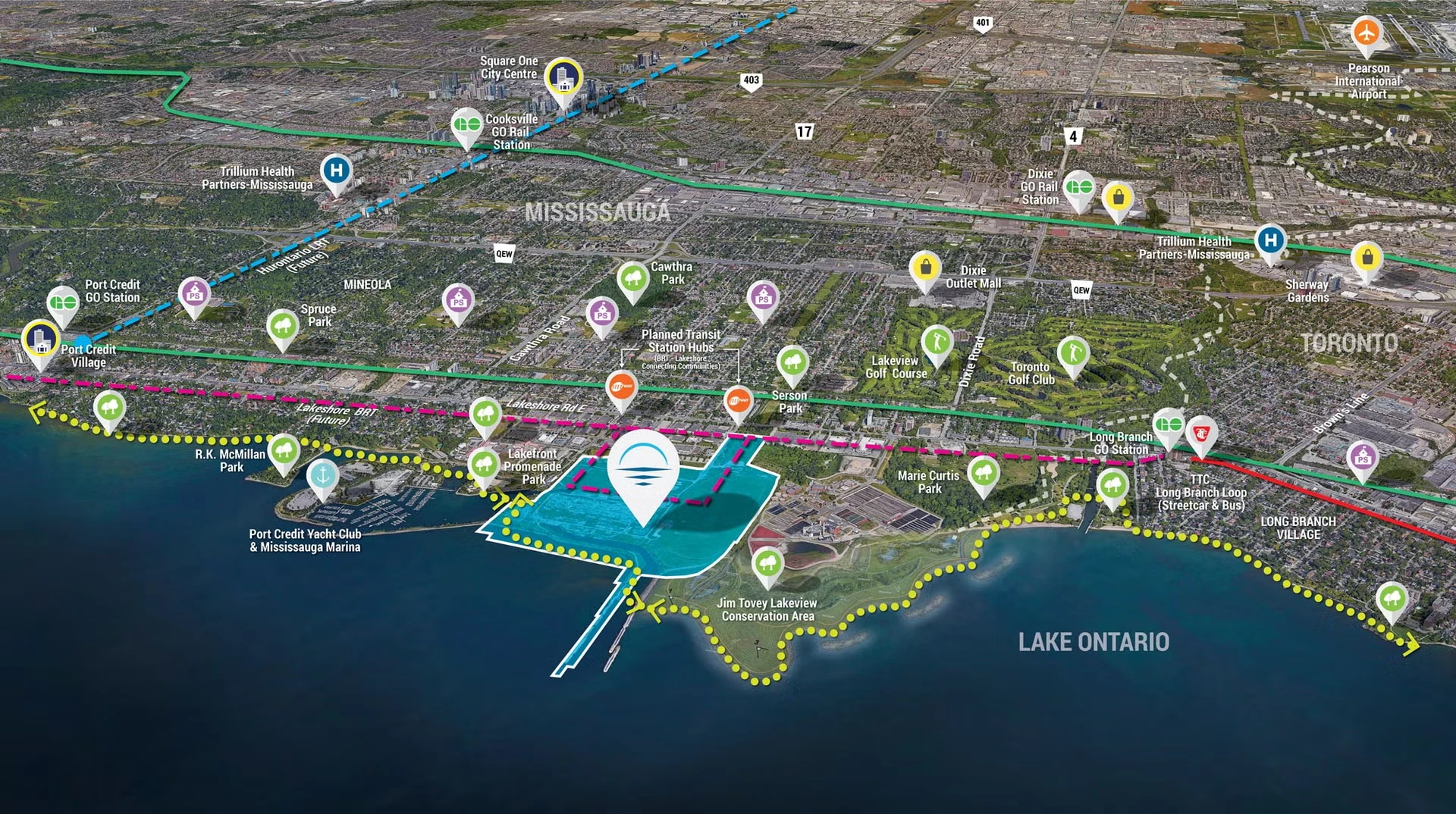 Original Lakeview Village location map showing the Southbanks setting and surrounding connections.